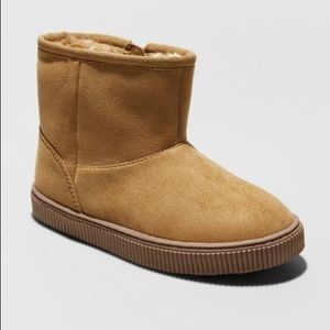 Cat & Jack Boys Girls Kids Boots Booties Shoes 5 Faux Sherpa Suede Fall Tan NWT